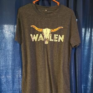 Charcoal Graphic Tee with Longhorn Skull and 'WAVLEN' Print